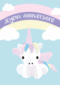 Joyeux anniversaire avec une licorne adorable